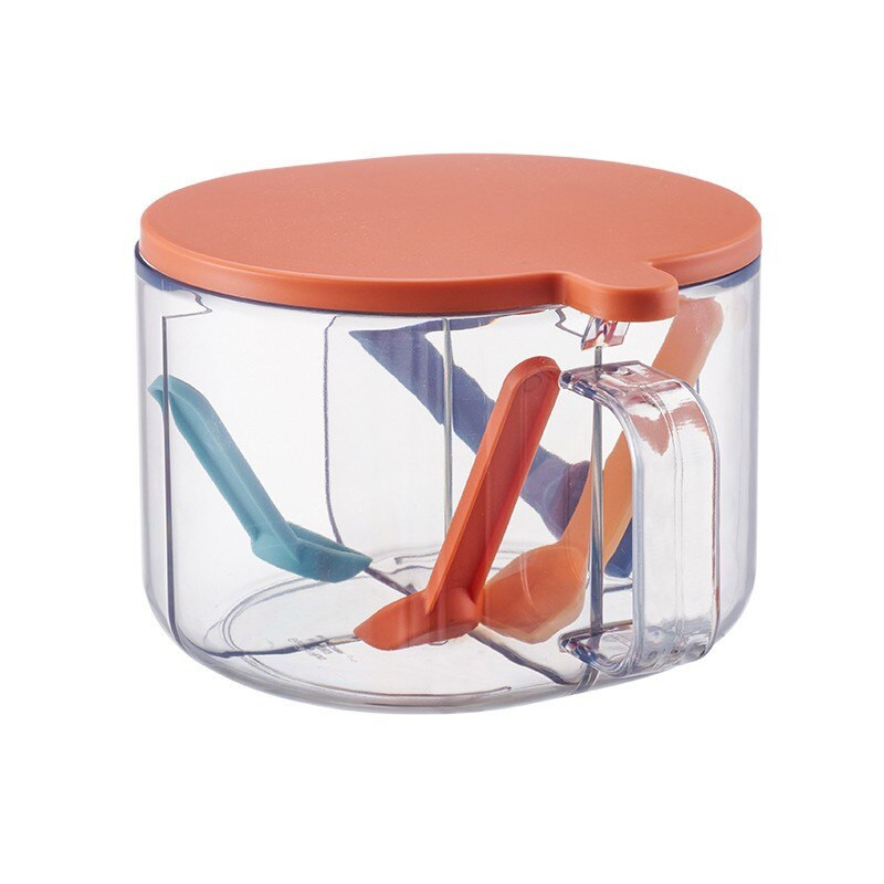 Keturi viename su šaukštu Prieskonių stiklainis Virtuvės tvarkyklė Įrankiai Dėžutės Prieskoniai Skaidrus Cukrus Druska Virtuvės reikmenys