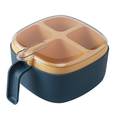 4 grotelės Druskos pipirų prieskonių dėžutė permatomas dangtelis Prieskonių indelis Čili miltelių cukraus dubuo pagardai laikymo indelis virtuvės prietaisai