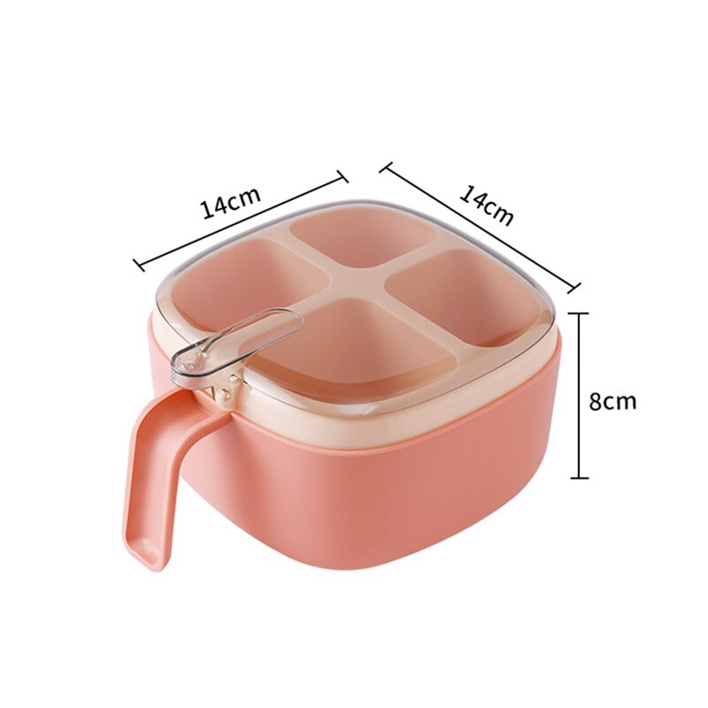 4 grotelės Druskos pipirų prieskonių dėžutė permatomas dangtelis Prieskonių indelis Čili miltelių cukraus dubuo pagardai laikymo indelis virtuvės prietaisai