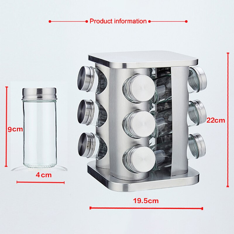 Otočné 12 ks koreninových pohárov, sada koreninových pohárov z nehrdzavejúcej ocele, koreninových sprejov, fliaš a držiakov na soľničky.