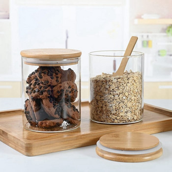 Стъклени контейнери за съхранение на храна с капак Големи стъклени буркани за съхранение на храна за кафе-бар чай захар (27 FL OZ)