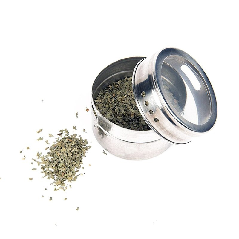 6 ks / sada Priehľadná veko Magnetická nádoba na korenie z nehrdzavejúcej ocele Nádoba na korenie a omáčku Hrnce Kuchynský držiak na korenie Domáce potreby