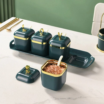 Σπίτι Κουζίνα καρυκεύματα Εργαλεία Πλαστικό βάζο καρυκεύματα Πράσινο αλάτι Πνομ Πεν Ζάχαρο μπολ