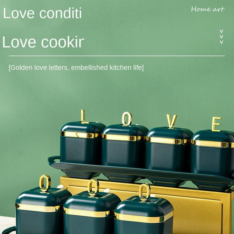 Namų virtuvė Prieskonių dėžutė Įrankiai Plastikinis prieskonių stiklainis Žalias Pnompenio druskos puodas Cukraus dubuo