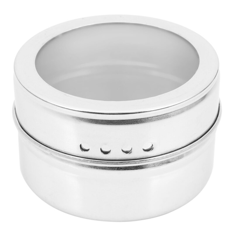 6 ks / sada magnetických dóz na korenie s priehľadným viečkom, nerezová oceľ, úložná nádoba na korenie, omáčky, hrnce, kuchynský držiak na korenie, domáce potreby