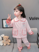 Dievčenské dvojdielne pyžamo s vreckom a golierom