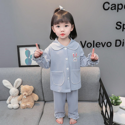 Dievčenské dvojdielne pyžamo s vreckom a golierom