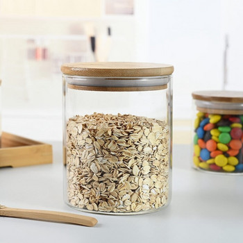 Горещи стъклени контейнери за съхранение на храна с капаци Големи стъклени буркани за съхранение на храна за кафе-бар чай захар (27 FL OZ)