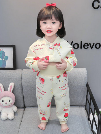 Детска пижама от две части панталон и блуза с принт за момичета 