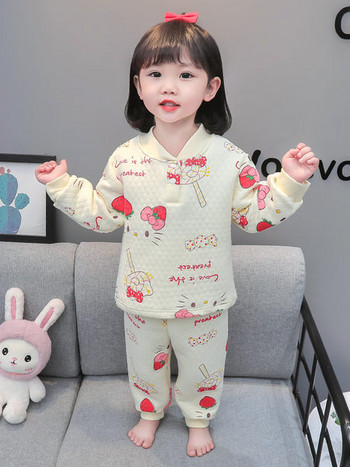 Детска пижама от две части панталон и блуза с принт за момичета 