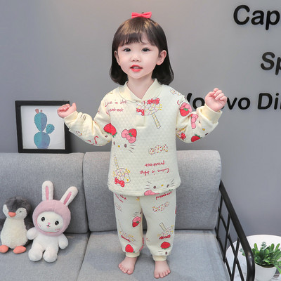 Detské dvojdielne pyžamo s potlačou nohavíc a blúzky pre dievčatá