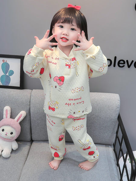 Detské dvojdielne pyžamo s potlačou nohavíc a blúzky pre dievčatá