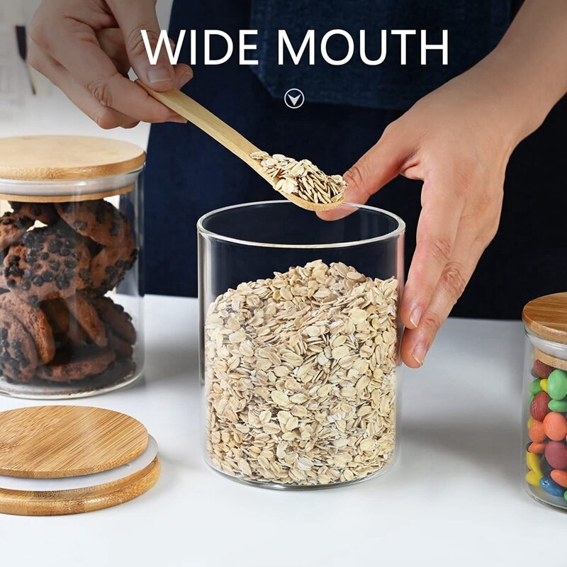 ABSF stikliniai maisto laikymo indai su dangteliais Dideli stikliniai indeliai maistui laikyti, skirti kavos arbatos cukrui (27 FL OZ)