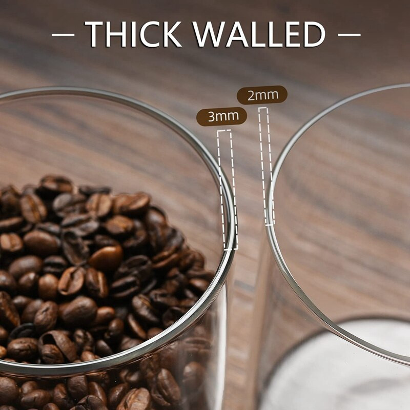 ABSF stikliniai maisto laikymo indai su dangteliais Dideli stikliniai indeliai maistui laikyti, skirti kavos arbatos cukrui (27 FL OZ)