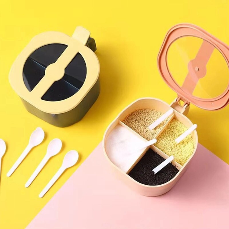 4 viename prieskonių dėžutės prieskonių indelis čili miltelinio cukraus dubenėlis pagardų indelis keturių skyrių druskos ir pipirų laikymo virtuvės prietaisai