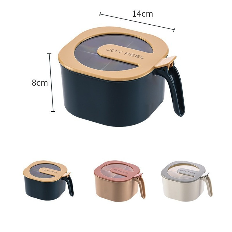 4 viename prieskonių dėžutės prieskonių indelis čili miltelinio cukraus dubenėlis pagardų indelis keturių skyrių druskos ir pipirų laikymo virtuvės prietaisai