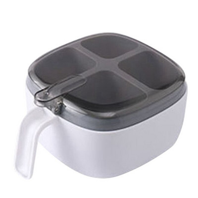 LBER buitinės virtuvės prieskonių keturių skyrių saugykla Kelių skyrių prieskonių indelis su miltelių šaukšto tvarkykle