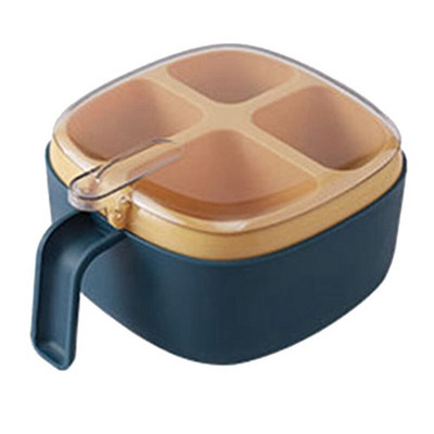 LBER buitinės virtuvės prieskonių keturių skyrių saugykla Kelių skyrių prieskonių indelis su miltelių šaukšto tvarkykle