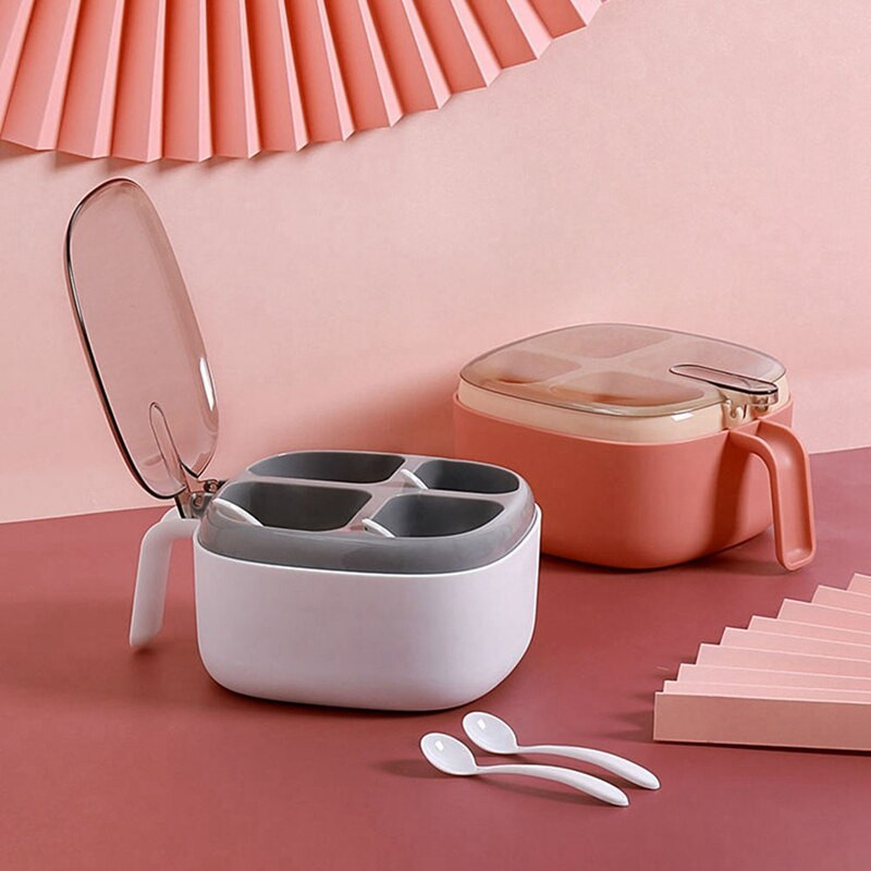 LBER buitinės virtuvės prieskonių keturių skyrių saugykla Kelių skyrių prieskonių indelis su miltelių šaukšto tvarkykle