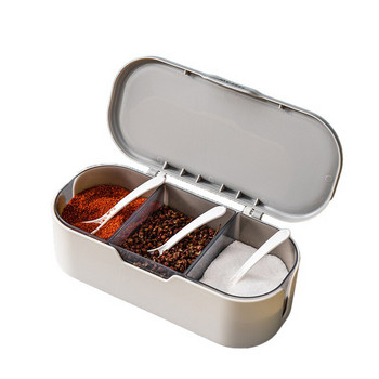 Скандинавски стил Буркан със сол и черен пипер Органайзер за подправки Кутия с три решетки Кутия за съхранение на подправки Поставка за подправки Кухненски комплекти кутии