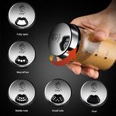 Didelio borosilikatinio stiklo prieskonių skardinių pipirų prieskonių plaktuvas virtuvės druskos sezamo kietų pagardų buteliukas su sukamuoju dangteliu