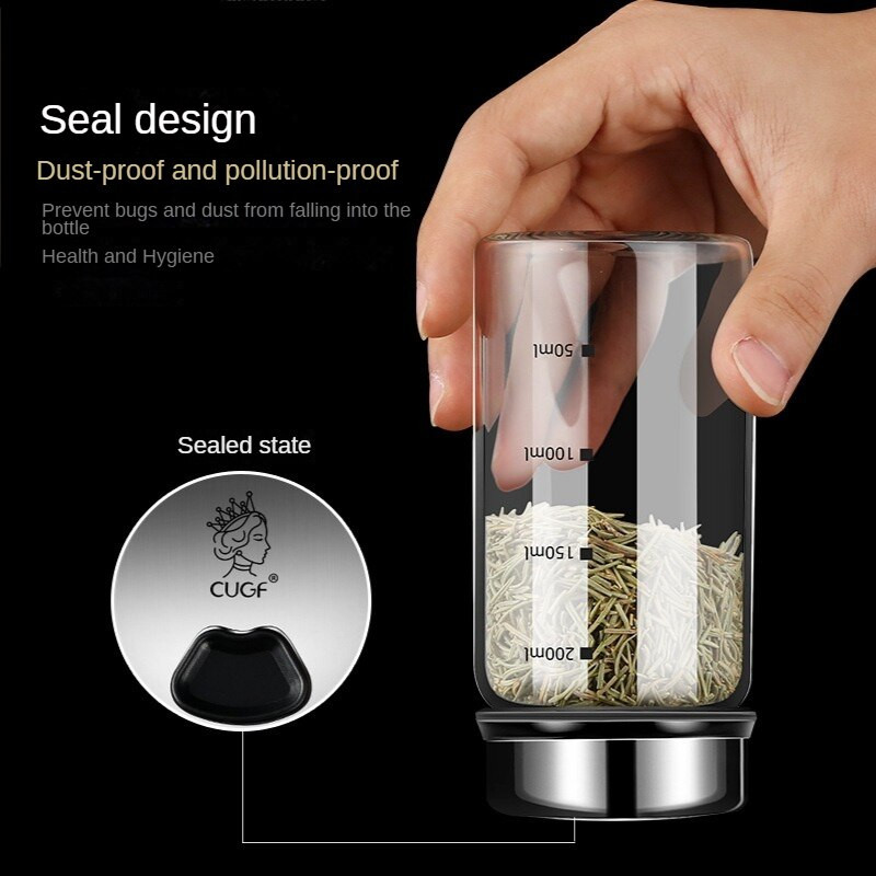 Didelio borosilikatinio stiklo prieskonių skardinių pipirų prieskonių plaktuvas virtuvės druskos sezamo kietų pagardų buteliukas su sukamuoju dangteliu