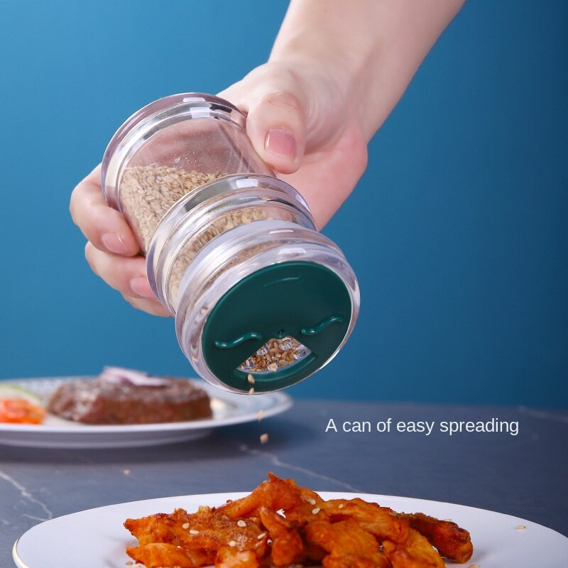 3 ks pohárov na korenie, soľnička a korenička, korenie, organizér na korenie, plastový gril, korenie, kuchynský gadget.