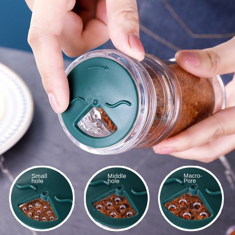 3 ks pohárov na korenie, soľnička a korenička, korenie, organizér na korenie, plastový gril, korenie, kuchynský gadget.