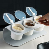 Trojpriestorová koreniečka, kuchynská koreniečka, nádoba na korenie, soľ, cukor, korenie, poháre s lyžičkami