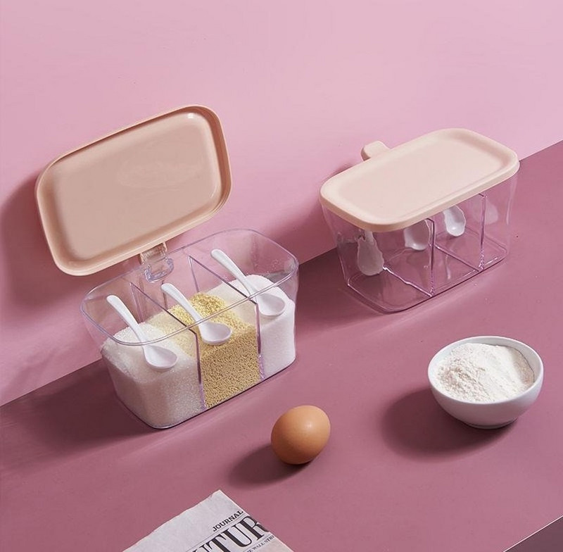 Prieskonių laikymo butelių stiklainiai laikymo talpa pipirai kmynai druska cukraus milteliai laikymo dėžutė virtuvės prieskonių stiklainiui prieskonių laikymo dėžutė