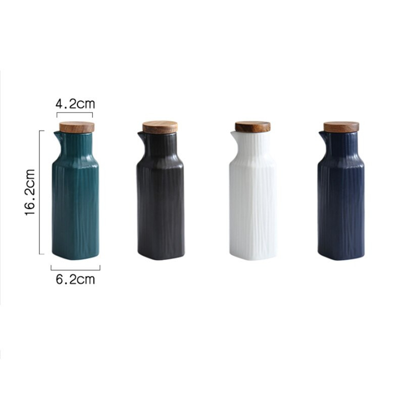 Japonský štýl keramickej soľničky s bambusovým viečkom, jednoduchá fľaša na sójovú omáčku, kreatívny nepriepustný hrniec na olej, fľaša na ocot, kuchynský stôl