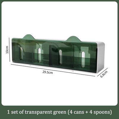 Kuchynský stojan na koreniny, korenie a soľ, sada dóz s korením a organizér na korenie s lyžičkami.