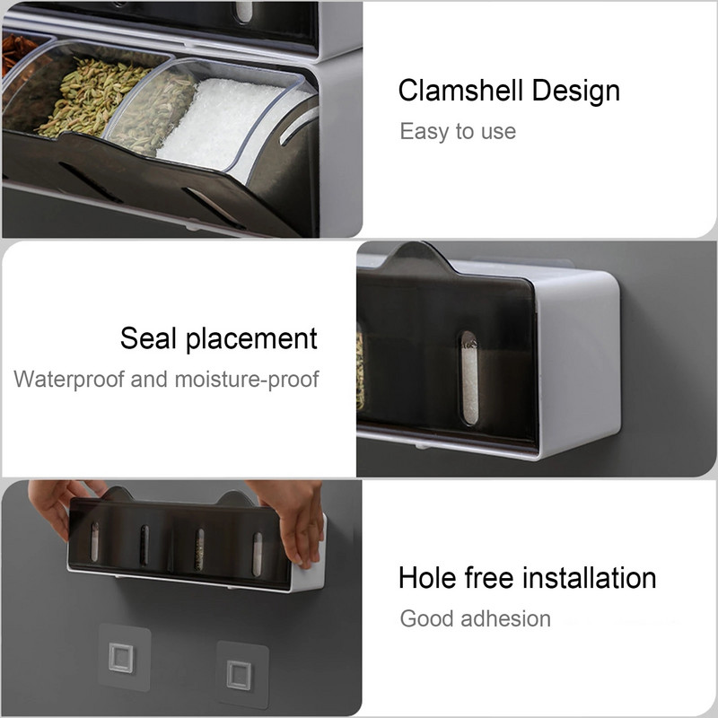 Kuchynský stojan na koreniny, korenie a soľ, sada dóz s korením a organizér na korenie s lyžičkami.