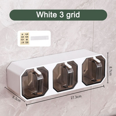 Virtuvė prie sienos tvirtinama prieskonių lentynėlė su šaukštu prieskonių dėžute cukraus dubuo druskos purtyklė stiklainio laikymo kombinuota talpa