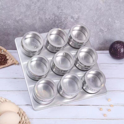 Magnetiniai prieskonių stiklainiai nerūdijančio plieno prieskonių padažo laikymo talpykla skaidraus dangčio prieskonių skardinės sandari kepsnių laikymo dėžutė su stovu