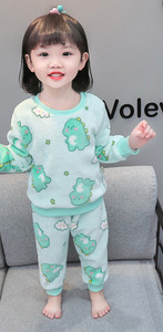 Vaikiška marginta dviejų dalių pliušinė pižama mergaitėms