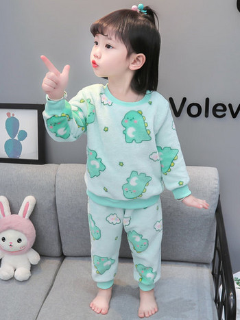 Детска пижама плюш от две части с принт за момичета