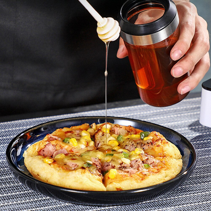 Ribotos reklamos dangtelis stikliniai indeliai Stiklainių prieskonių su šaukštu Prieskonių buteliukas Drėgmei atsparus druskos bakas Puodas Virtuvė sandariai uždaryta