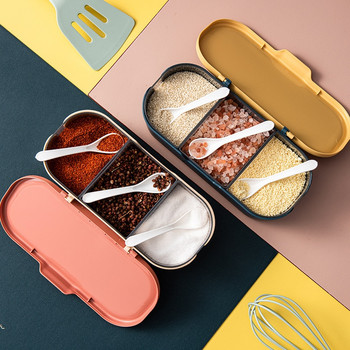 Σκανδιναβικό στιλ Βάζο με μπαχαρικά με αλάτι και πιπέρι Μπαχαρικά Οργανωτής Κουτί Τριών Grid Spices Κουτί αποθήκευσης Spice Rack Σετ δοχείων κουζίνας