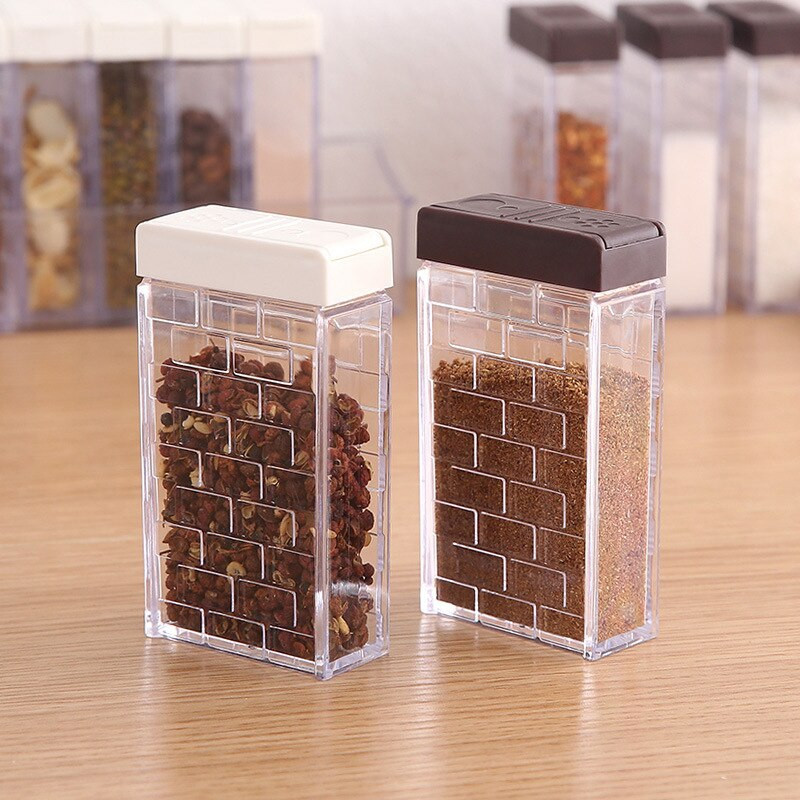 Úložný priestor na korenie, fľaša na korenie do domácnosti, sada korenia do kuchyne, priehľadná rozprašovacia krabica, soľ, kuchynská nádoba, rasca