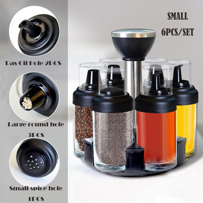 Kuhinjski stalak za začine Staklene rotirajuće staklenke za začine Posude za sol Začine za začine Kuhinjski sprejevi za papar Set limenki začina
