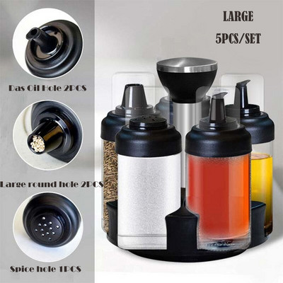Kuhinjski stalak za začine Staklene rotirajuće staklenke za začine Posude za sol Začine za začine Kuhinjski sprejevi za papar Set limenki začina