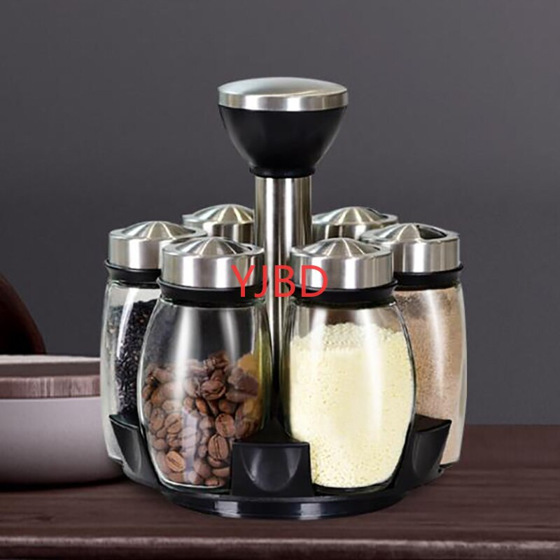 Virtuvinė prieskonių lentynėlė Stikliniai besisukantys prieskonių indeliai Druskos prieskoniai Prieskoniai Cruet Virtuviniai pipirų purškalai Pagardų skardinių rinkinys