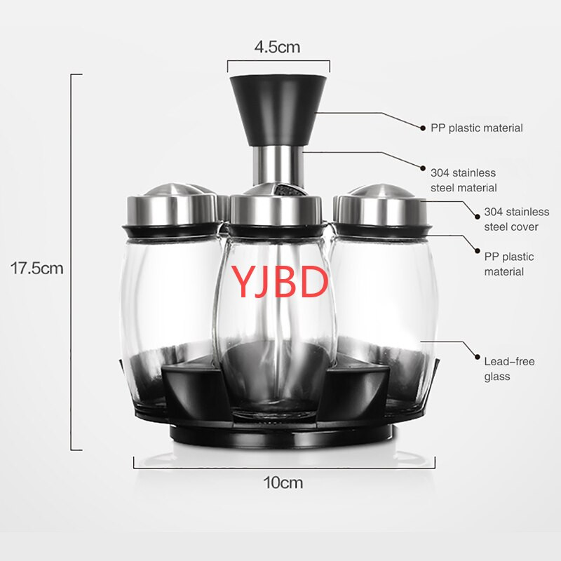 Virtuvinė prieskonių lentynėlė Stikliniai besisukantys prieskonių indeliai Druskos prieskoniai Prieskoniai Cruet Virtuviniai pipirų purškalai Pagardų skardinių rinkinys