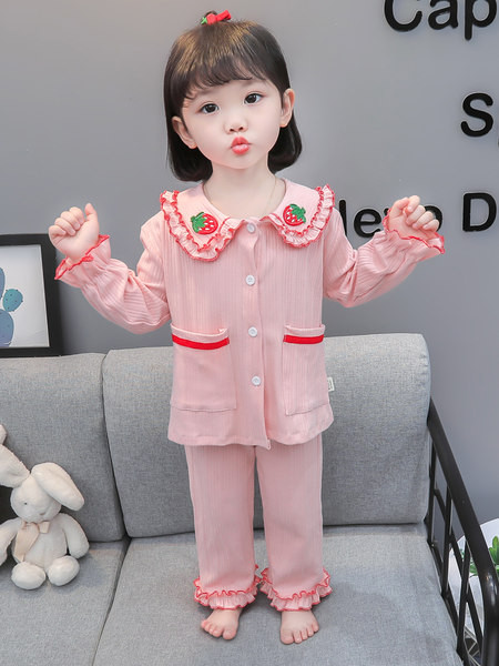 Módne dvojdielne pyžamo pre dievčatá s výšivkou a zapínaním na gombíky