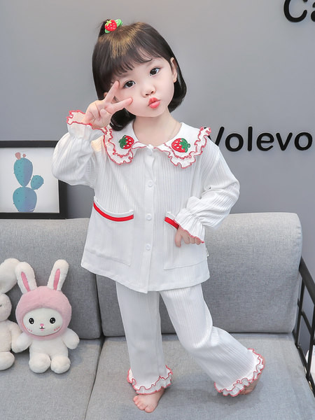 Módne dvojdielne pyžamo pre dievčatá s výšivkou a zapínaním na gombíky