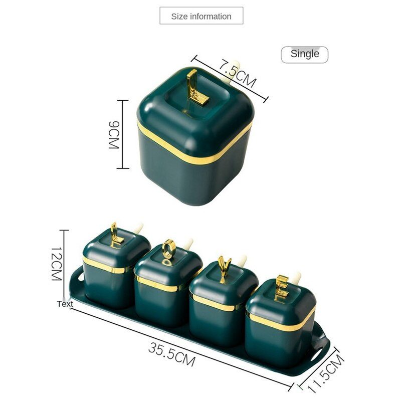 Namų virtuvė Prieskonių dėžutė Įrankiai Plastikinis prieskonių stiklainis Žalias Pnompenio druskos puodas Cukraus dubuo
