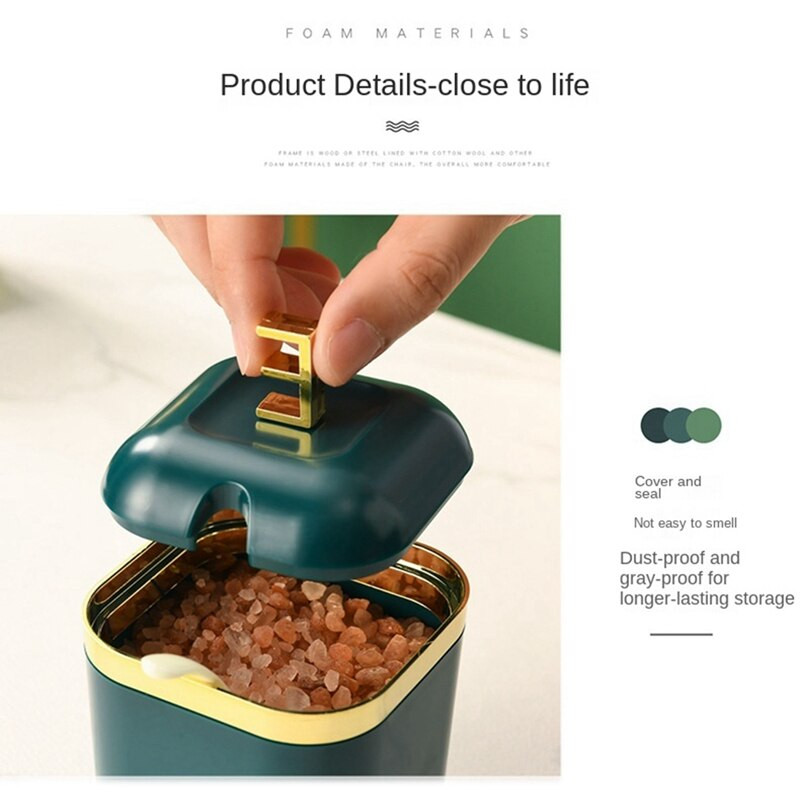 Namų virtuvė Prieskonių dėžutė Įrankiai Plastikinis Prieskonių Indelis Žalias Pnompenio Druskos Puodas Cukraus Dubuo