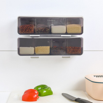 Κουζίνα Επιτοίχια Κουτί καρυκευμάτων Αλάτι πιπέρι Μπαχαρικά Ράφι Βάζο Ζαχαριέρα για Σετ συσκευής Gadget κουζίνας Εργαλείο οργάνωσης κουτιού μπαχαρικών