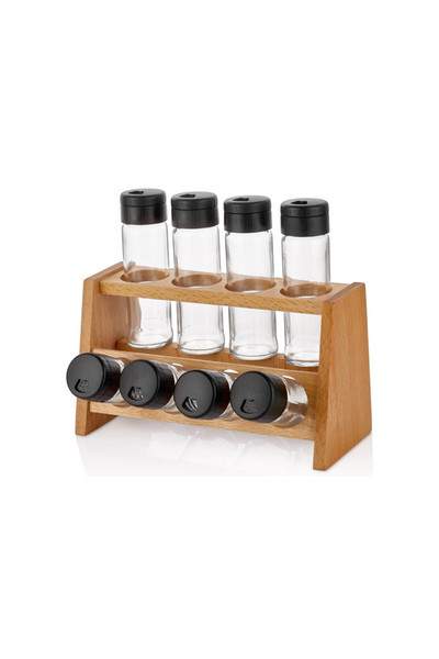 Medinis prieskonių rinkinys Prieskonių virtuvės įrankiai Priedai kamštienos Patogūs vietos taupantys virtuvės įrankiai Apvalūs prieskonių buteliai